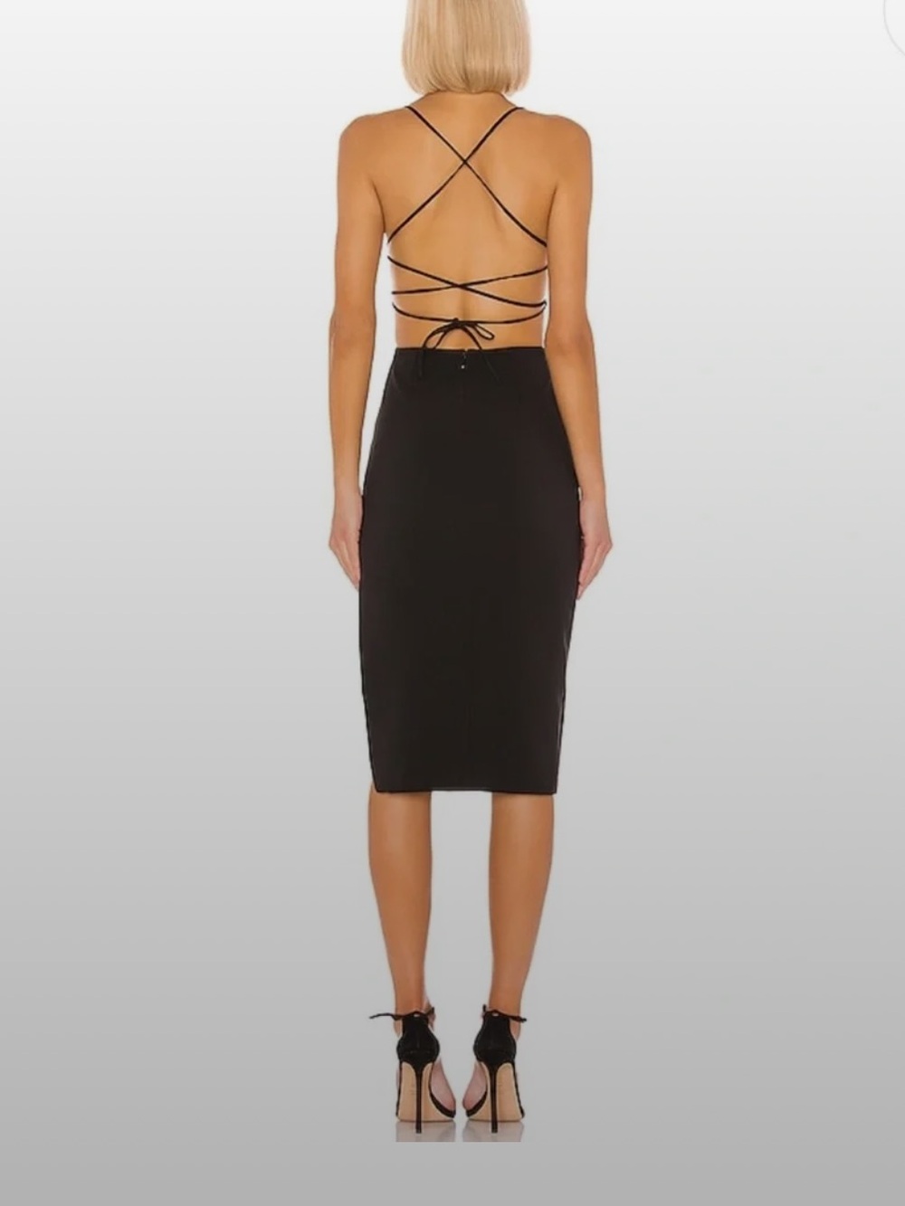 NBD Black Crisscross Back Midi Dress Small
